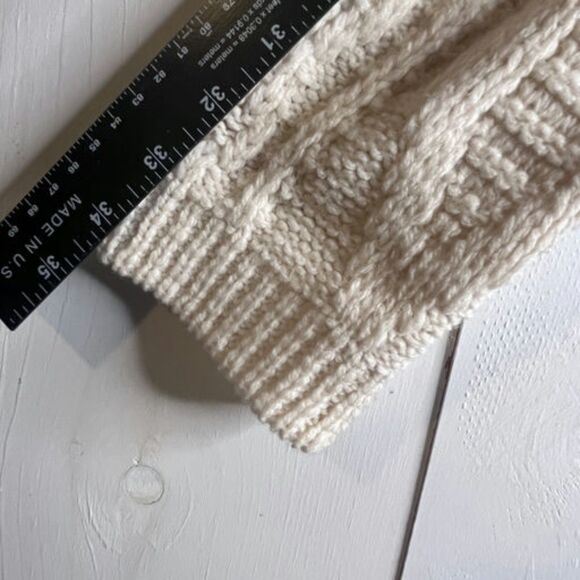 Vintage Cream Cable Knit Shawl Collar Cardigan Sweater Men’s Large 100% Acrylic - Picture 11 of 12